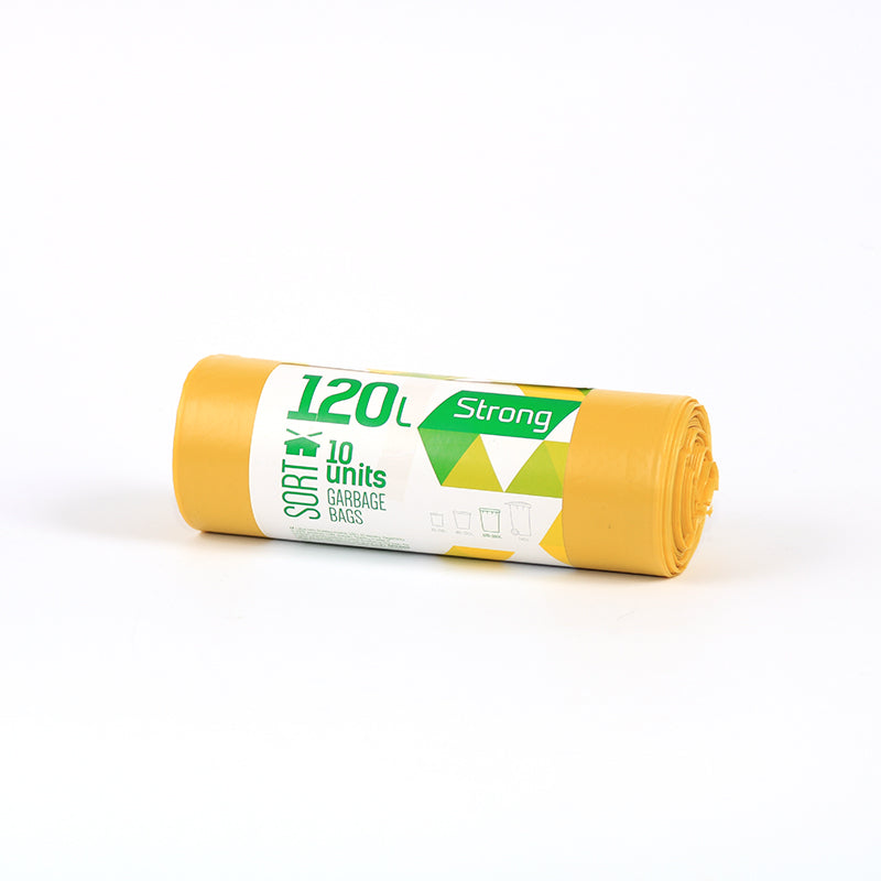Garbage bags SORTEX, 120 L, 10 pcs. per roll, 35 mic, LDPE, 70 x 100 cm, yellow