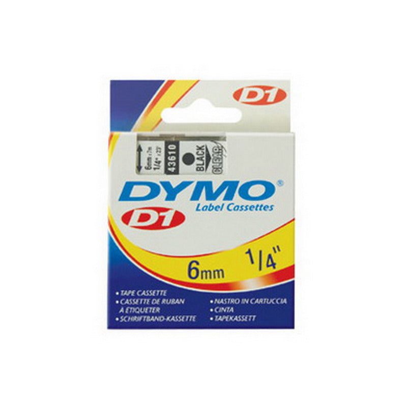 DYMO D1 tape, 6 mm x 7 m, BLACK font/WHITE tape