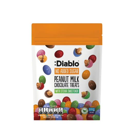 Peanut treats, covered in milk chocolate, DIABLO, no added sugar, 40g