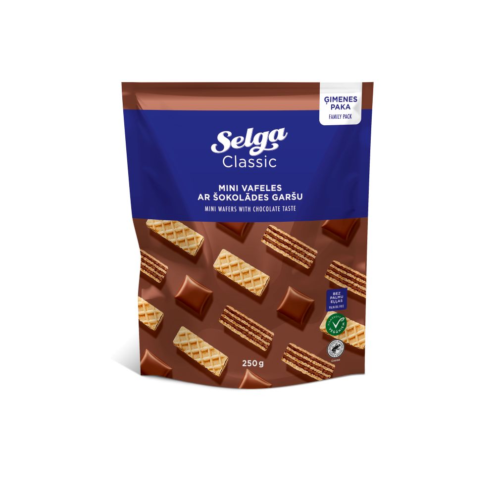 Mini vafliai SELGA šokolado skonio, 250 g