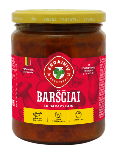 Sriuba BARŠČIAI su baravykais (paruošta vartojimui), 0,5/480g