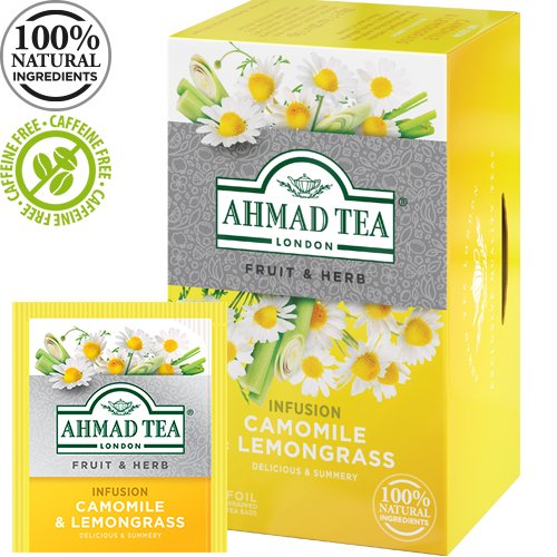 Žolelių arbata AHMAD CAMOMILE & LEMONGRASS 20 vokelių po 1,5g