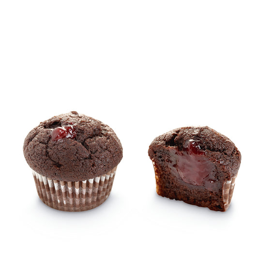 Keksas LES TULIPES Mini, šokoladinis su braškių džemo įdaru, amerikietiška, 28 g