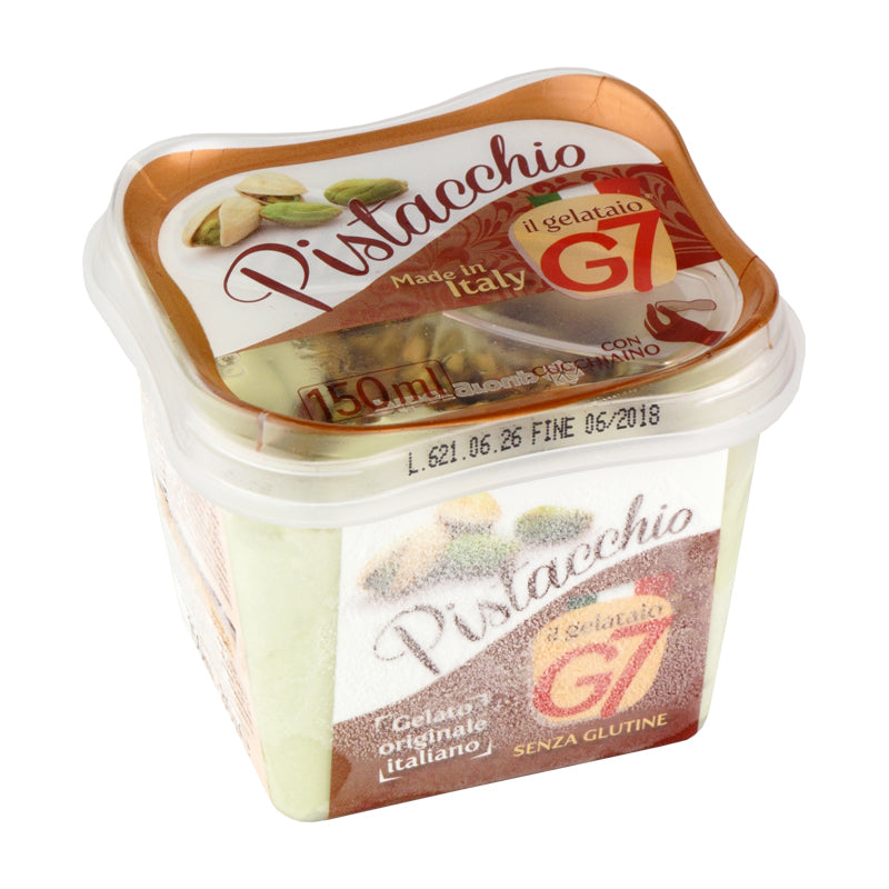 Italian ice cream G7 Pistachio, pistachio flavor, 150 ml, with spoon