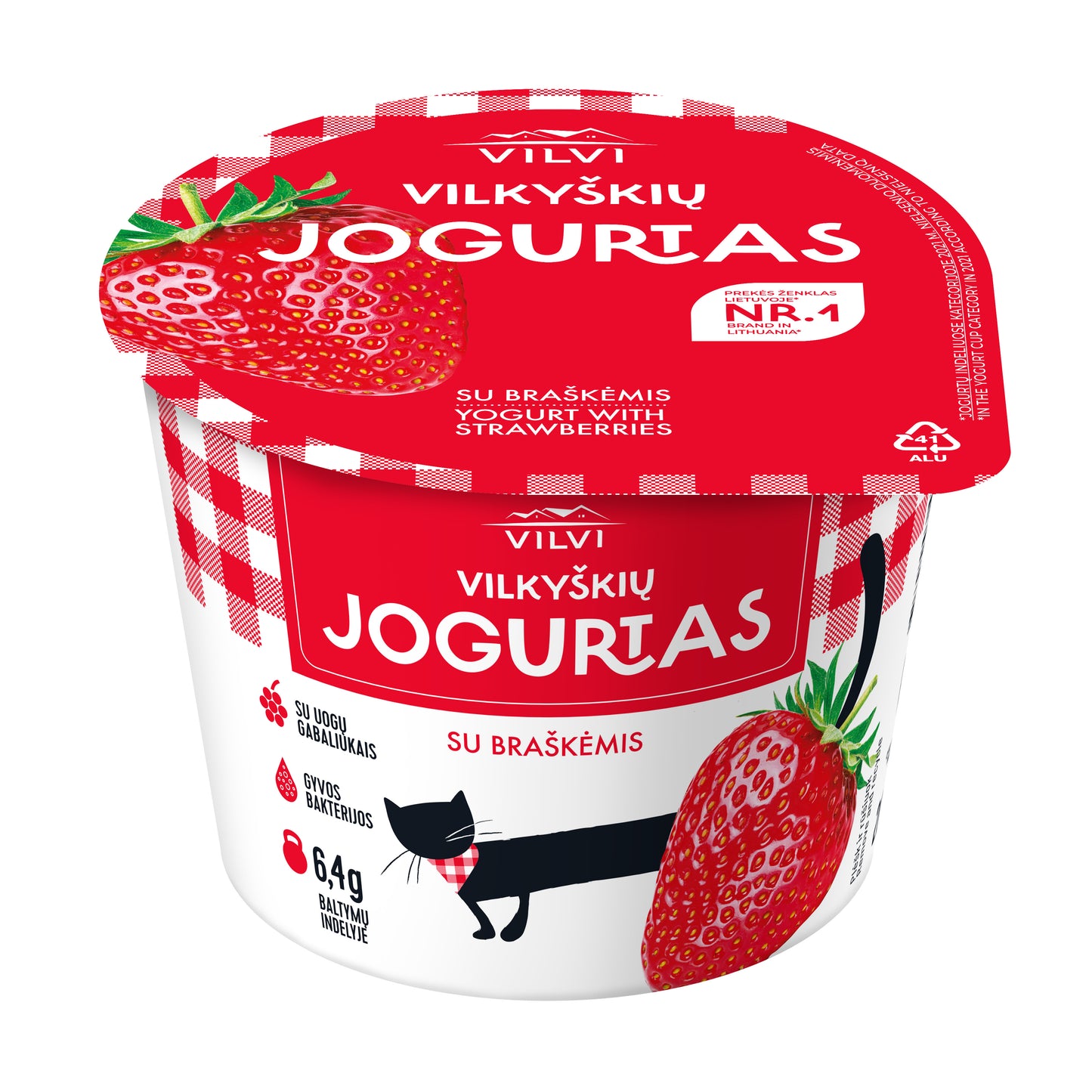 Jogurtas VILKYŠKIŲ su braškėmis, 3,5% riebumo 200 g