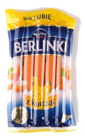 Vištienos dešrelės BERLINKI, virtos, rūkytos, I rūšis, 250 g