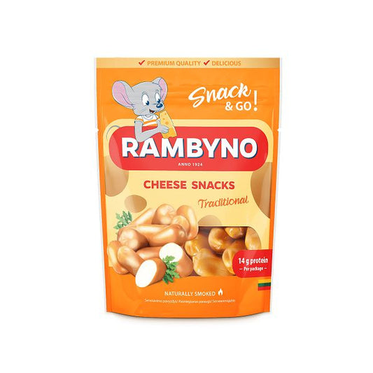Lydytas rūkytas sūrio užkandis RAMBYNO CHEESE SNACKS Original, 45% s.m., 75 g