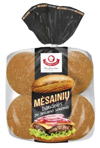 Mėsainių bandelės su sezamo sėklom, 6 vnt., 300 g
