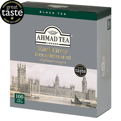 Juodoji arbata AHMAD Alu Earl grey Decaffeinated, 100 vnt. arbatos vokelių