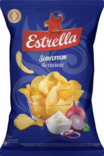 ESTRELLA chips, sour cream and onion flavor, 130 g