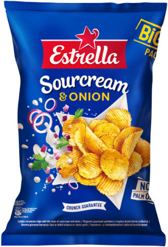 Traškučiai ESTRELLA, grietinės ir svogūnų skonio, 180 g