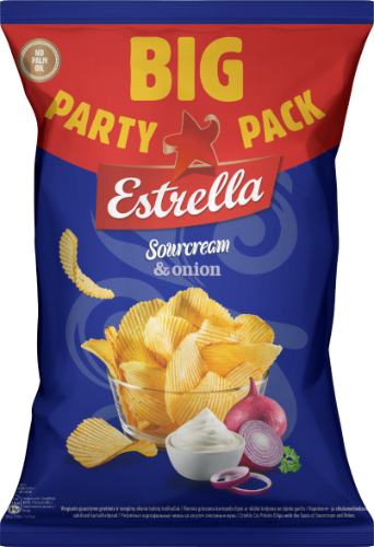 ESTRELLA chips, sour cream and onion flavor, 250 g
