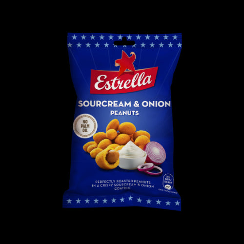 Roasted peanuts ESTRELLA sour cream and onion flavor with crispy skin 140g