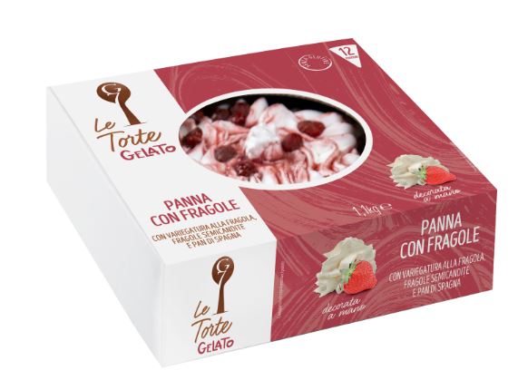 Italian cream-flavored ice cream cake G7 TORTE, with strawberry syrup, gluten-free, 1100 g