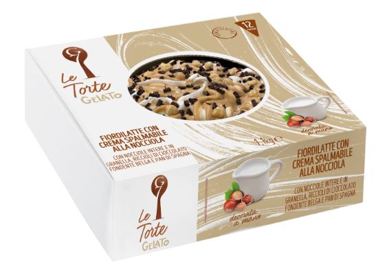 Italian ice cream cake G7 TORTE Fiordilatte, filled with hazelnut cream, gluten-free, 1100 g