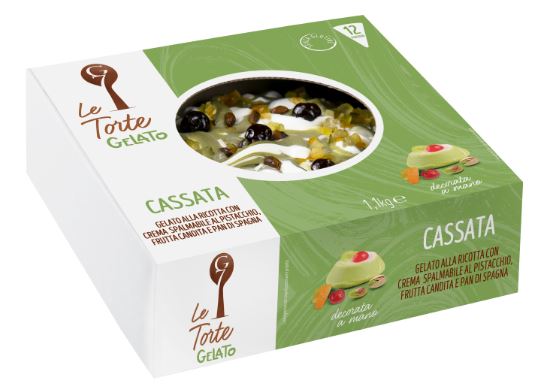 Italian Ricotta cheese ice cream cake G7 TORTE, filled with pistachio cream, gluten-free, 1100 g