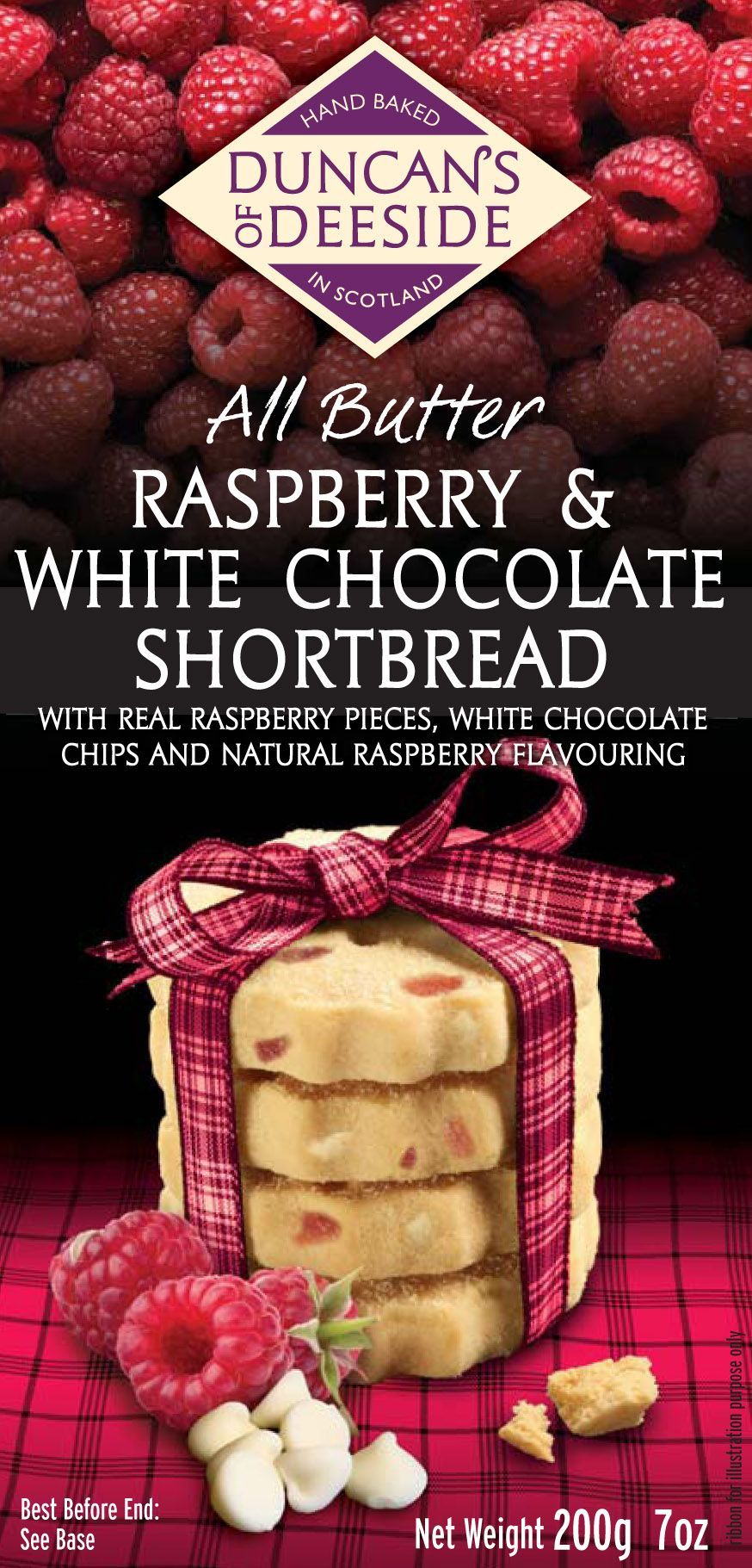 DUNCAN'S OF DEESIDE Biscuits with raspberries and white chocolate, 200 g