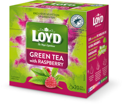 Green tea LOYD, raspberry flavor, 20 x 1.5g
