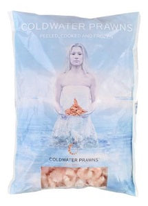 Šaldytos šiaurinės dryžakojės krevetės,virtos,lukštentos,300/500,20% glazūros, 200g/160g