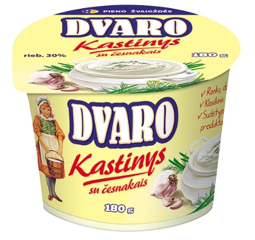 Kąstinys su česnakais DVARO, 30% rieb., 180 g
