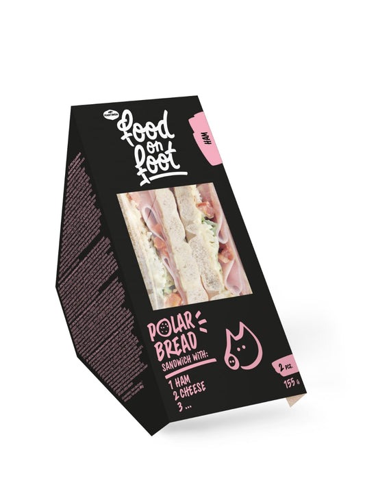 Poliarinės duonos sumuštinis su kumpiu ir sūriu, 0,155kg