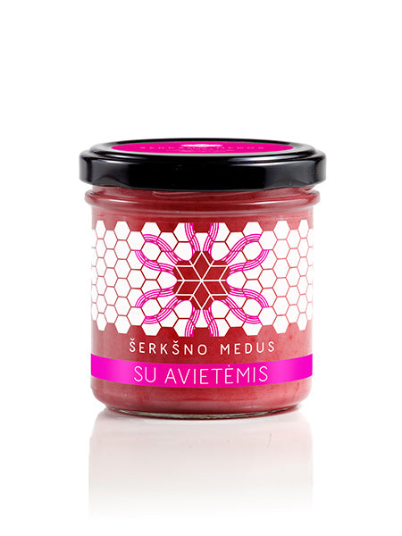 Medus ŠERKŠNO su avietėmis, 200g