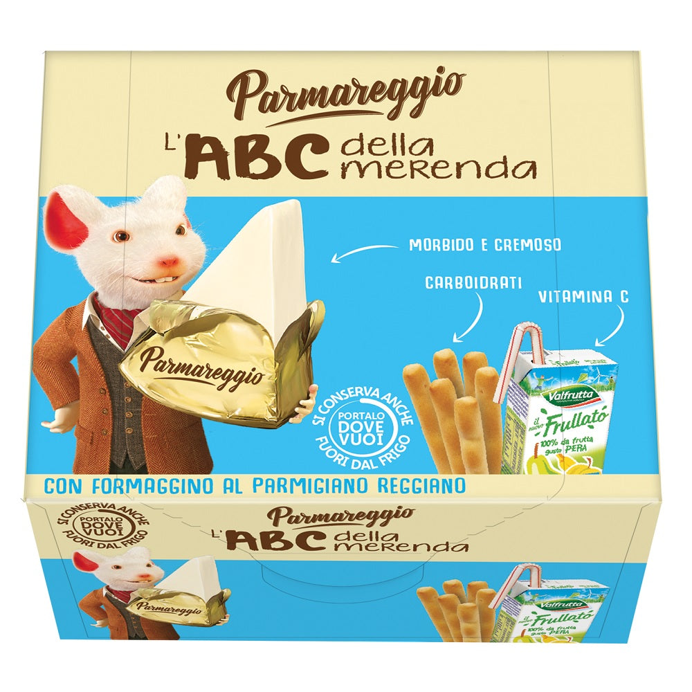 Parmareggio užkandis ABC, PARMIGIANO sūrio batonėlis, duonos lazdelės, kriaušių sultys, 170g