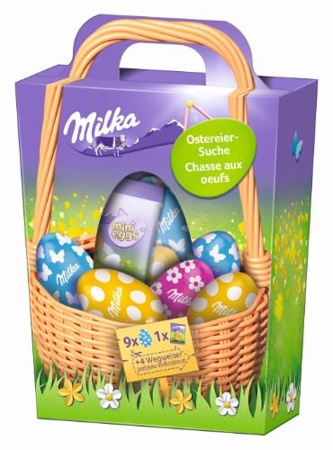 Šokaladinių saldainių rinkinys MILKA Egg Hunt Basket, 162 g