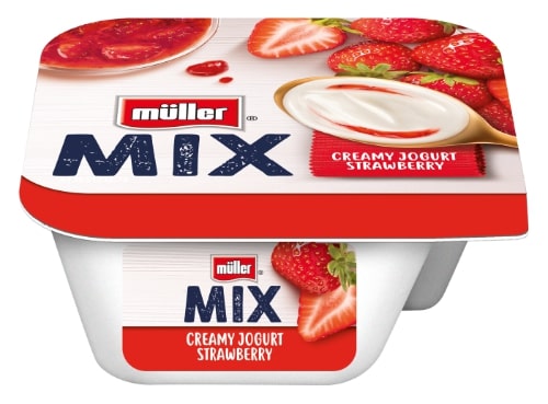 Jogurtas MÜLLER MIX, su braškėmis, 3,6%, 130 g