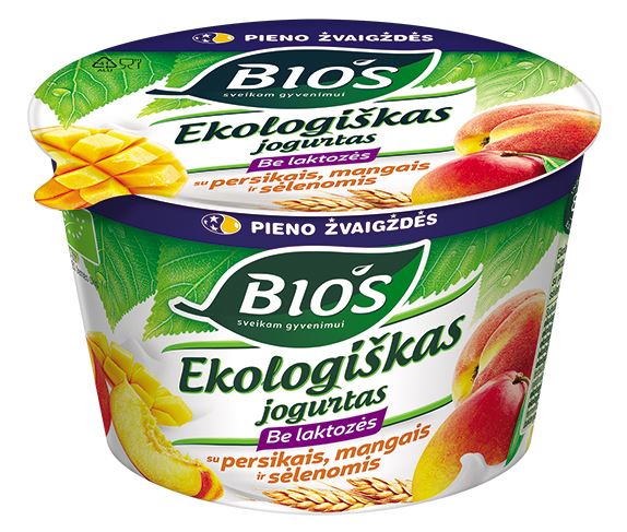 EKO Jogurtas BIOS, 3,1%, be laktozės, su mangais, persikais, sėlemomis, 200 g LT-EKO-001