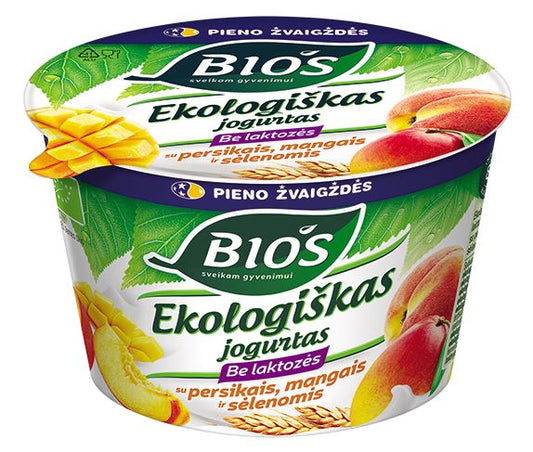 EKO Jogurtas BIOS, 3,1%, be laktozės, su mangais, persikais, sėlemomis, 200 g LT-EKO-001