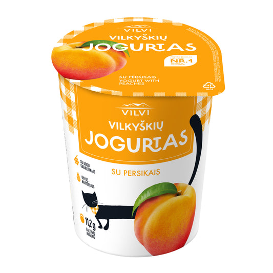 Jogurtas VILKYŠKIŲ su persikais, 3,6 % rieb., 350g
