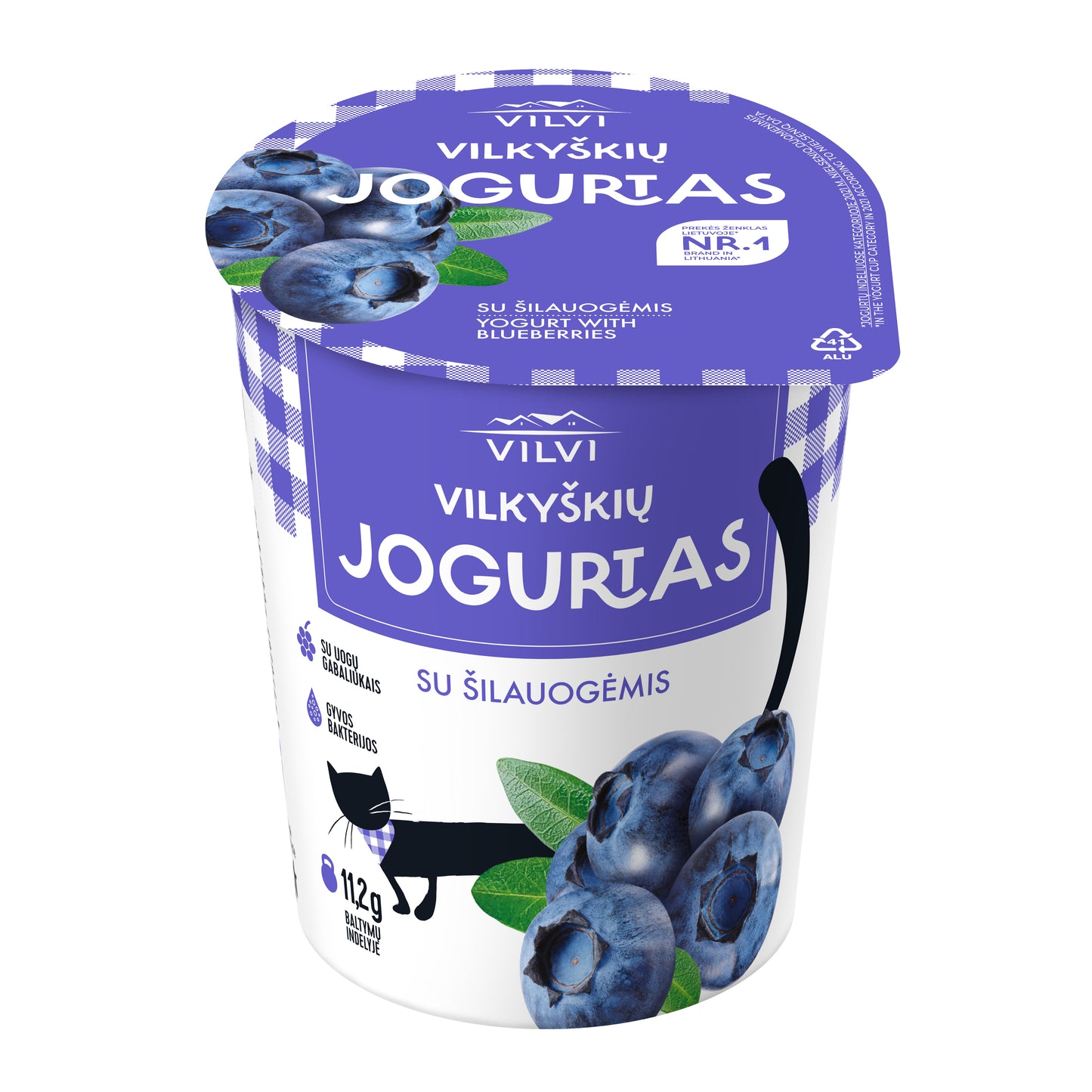 Jogurtas VILKYŠKIŲ su šilauogėmis, 3,6 % rieb. 350g.