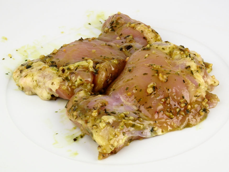 Broilerių šlaunelių mėsos kepsniai laukinio česnako marinate MAP dėžutėje, ~3kg