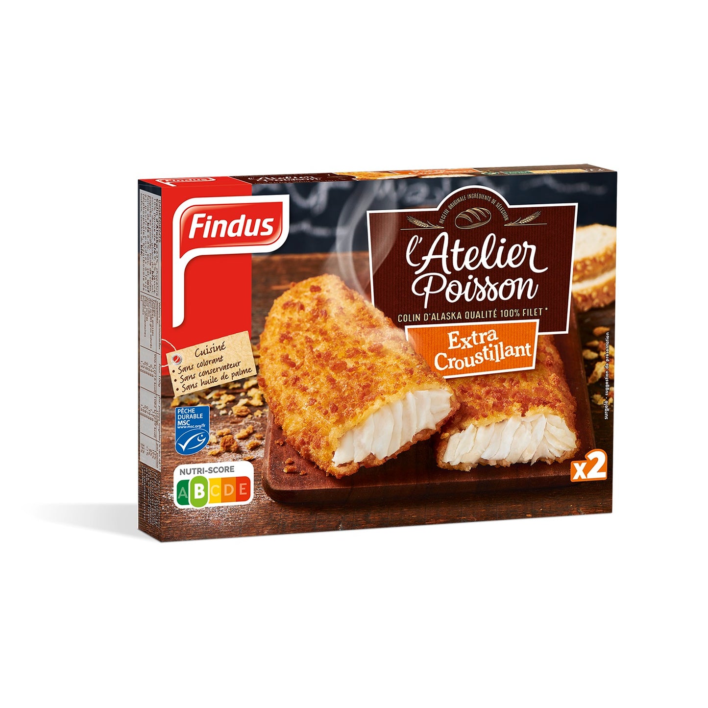 Frozen Alaskan Cod Fillet Steaks, Breaded, FINDUS Extra Croustillant, 250g