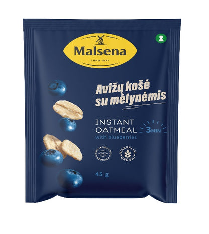 MALSENA instant oatmeal porridge, with blueberry pieces, 45 g