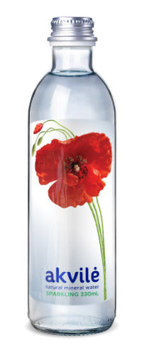 Natural mineral water AKVILĖ, lightly carbonated, in a glass container, 0.33 l