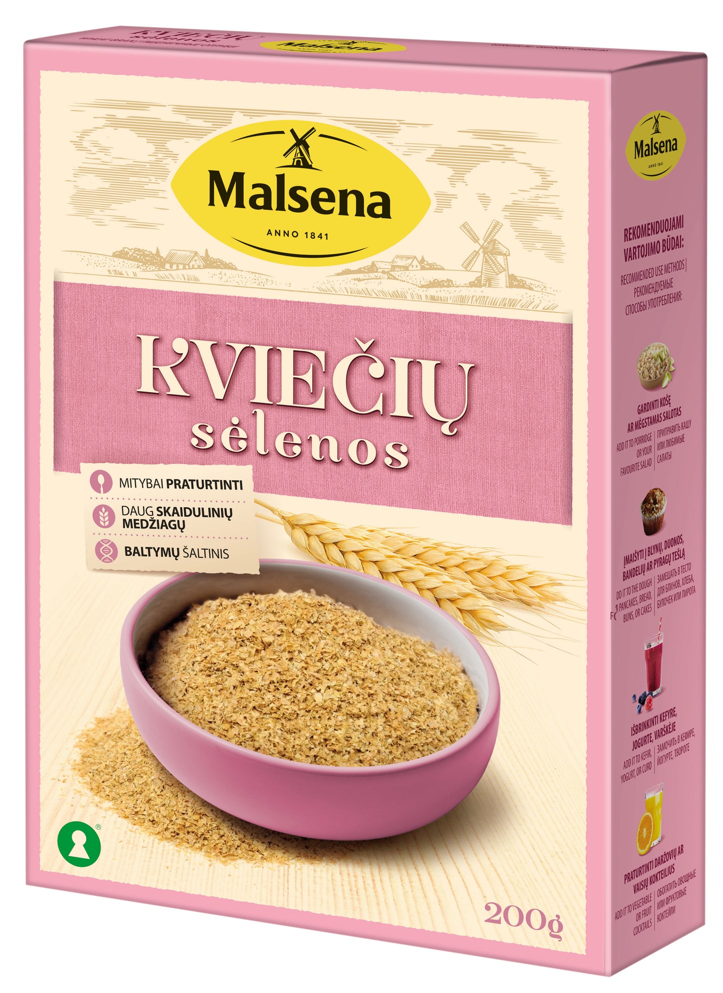 Maistinės kviečių sėlenos MALSENA, 200 g