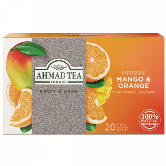 Ahmad Tea Natūrali arbata ''Mango & Orange'', 20 folijos pakelių