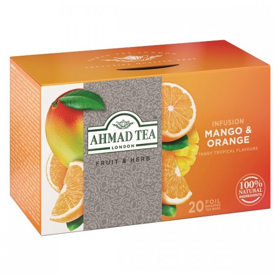 Ahmad Tea Natūrali arbata ''Mango & Orange'', 20 folijos pakelių
