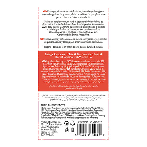 Ahmad Tea Natūrali arbata ''Energy'', vokeliuose, 20 vnt.