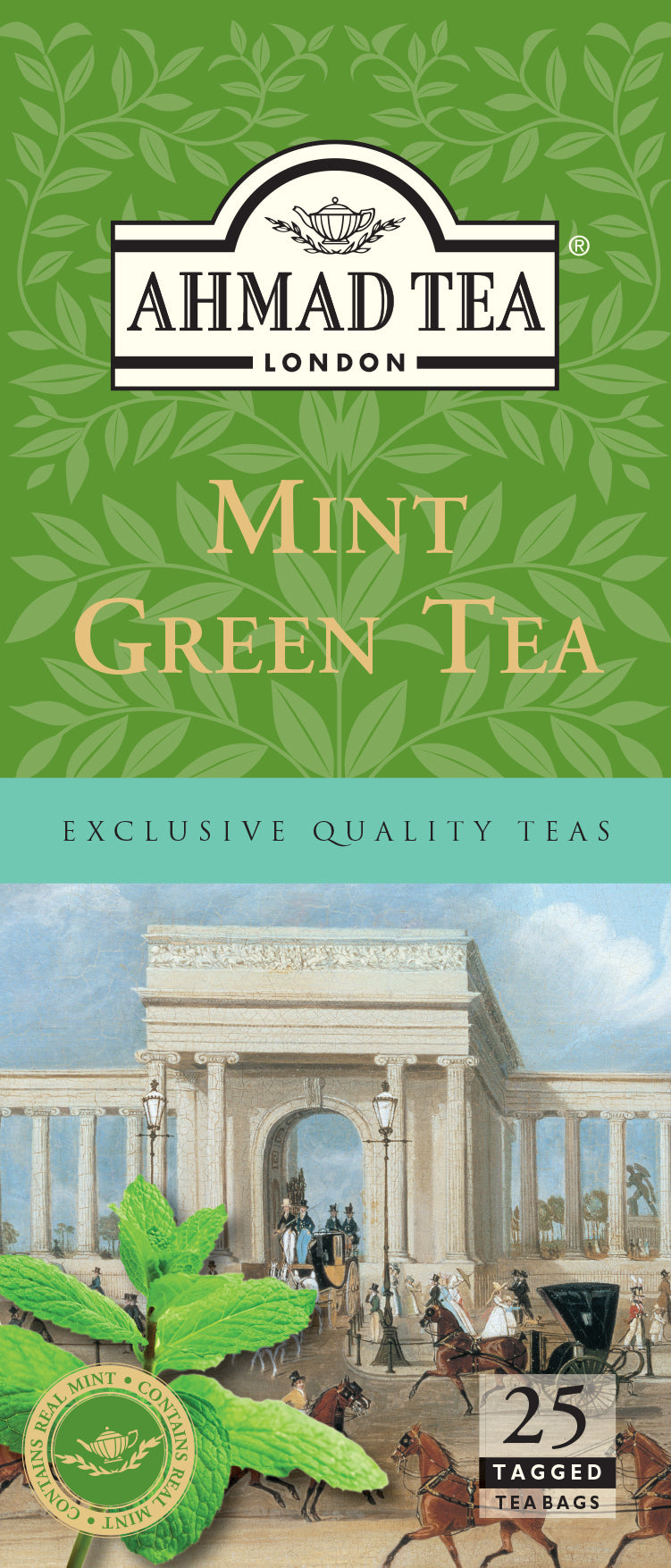 Ahmad Tea Mėtų skonio žalioji arbata. maišeliuose, 25 vnt.