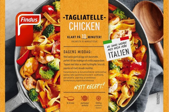 Šaldyti makaronai su vištiena FINDUS Taglietelle Chicken, 1kg