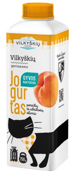 Drinking yogurt, peach and apricot flavor, 2% fat, 750 ml, tetratop