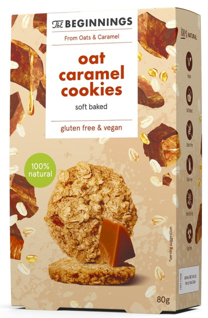 Oatmeal cookies THE BEGINNINGS, with caramel, 80 g