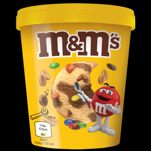 Valgomieji ledai M&M's, su žemės riešutais, pieniniu šokoladu ir saldainiais, 306 g.