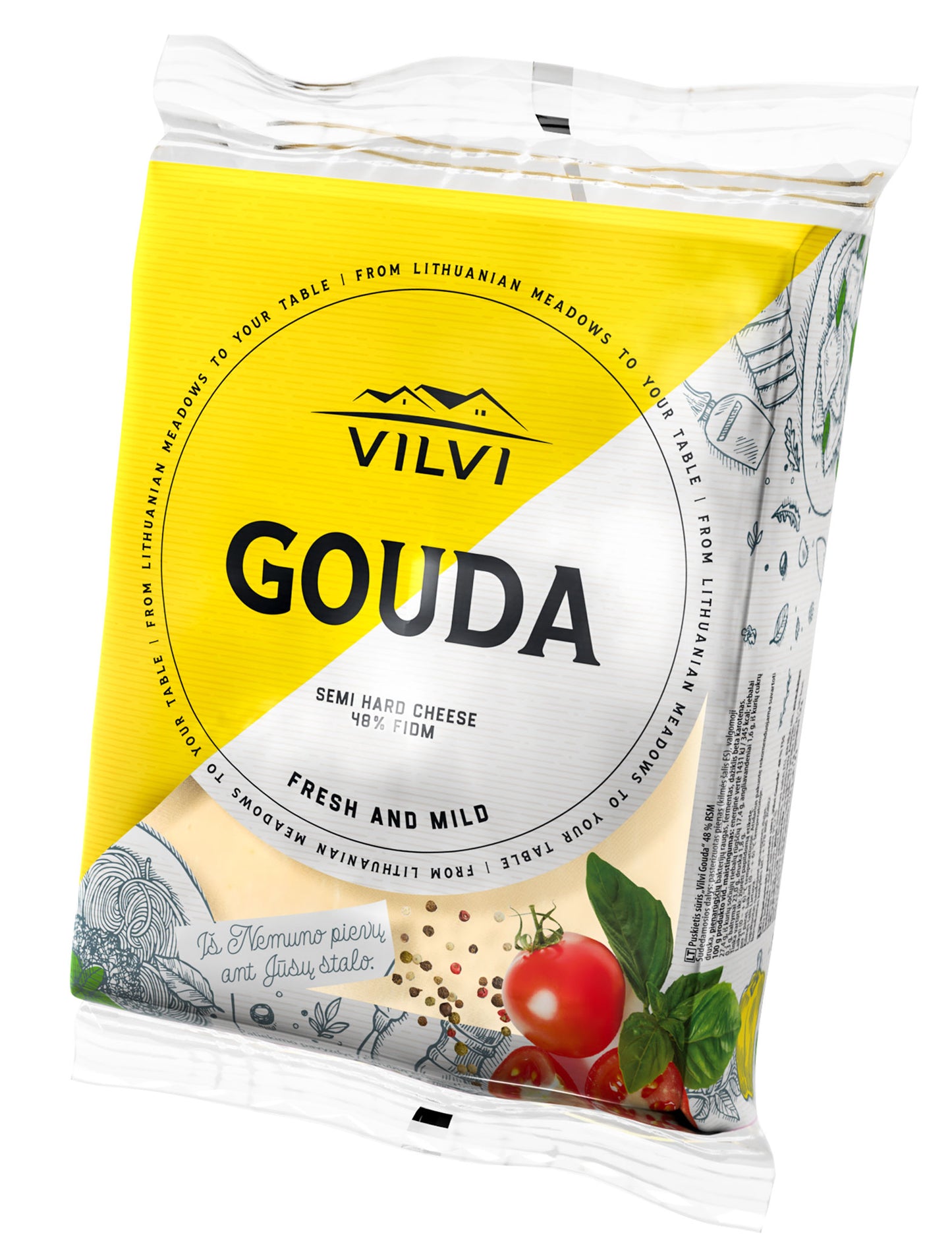 Semi-hard cheese VILVI Gouda, 48%, RSM, 0.24 kg
