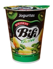 Jogurtas BIFI ACTIVE, 2%, su kivi ir kriaušėmis, 360 g
