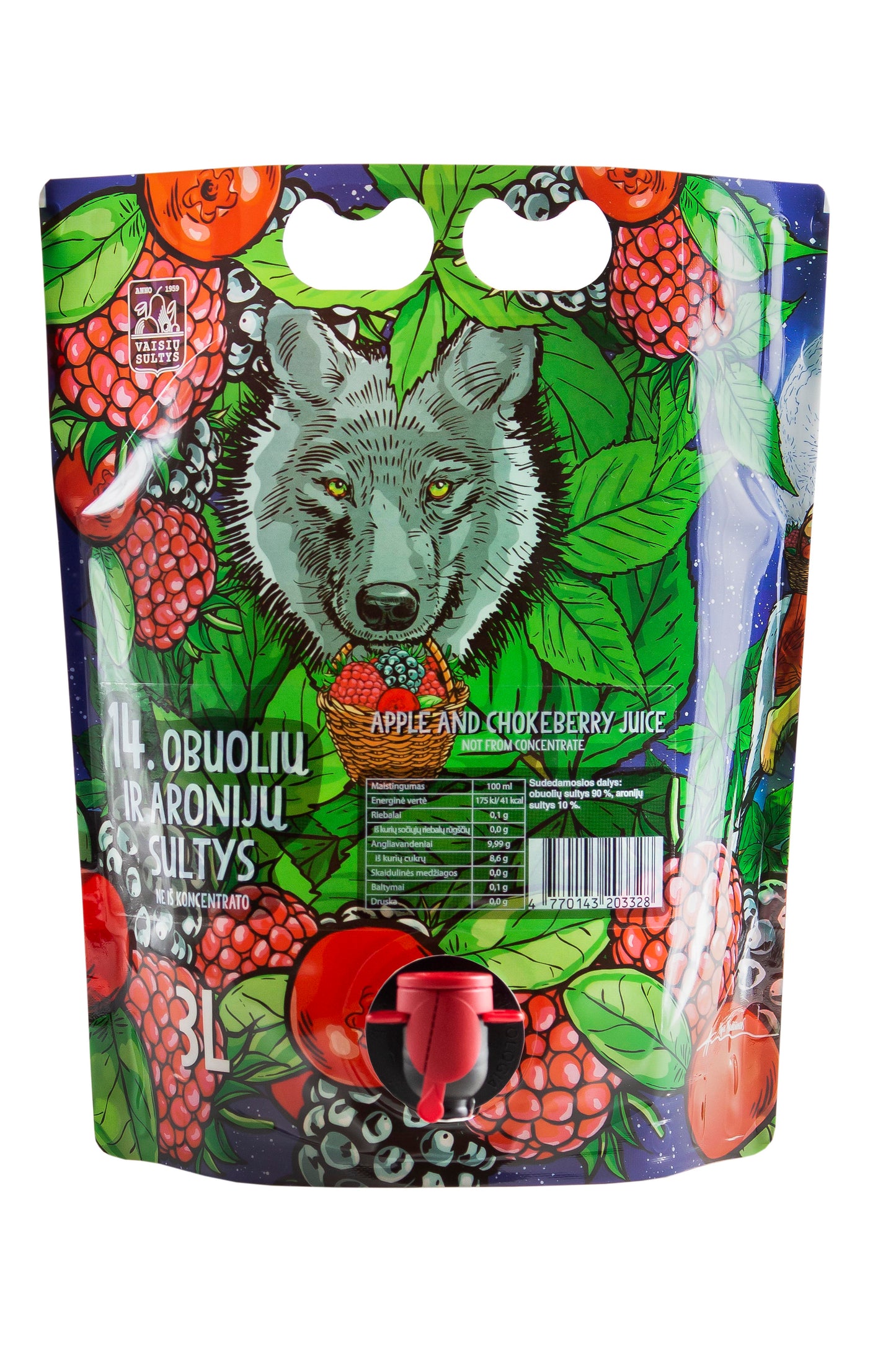 Sultys obuolių ir aronijų, ne iš koncentrato 3l pouch