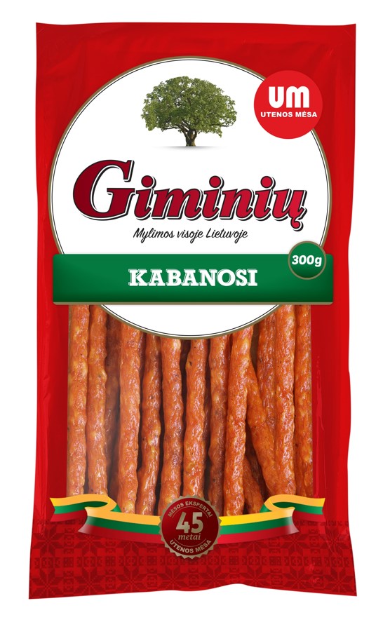Karštai rūkytos kabanossi lazdelės, GIMINIŲ, 300g